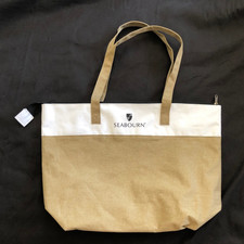 SEABOURN Cruise Line premium tote shoulder beach bag zipper white & khaki picture