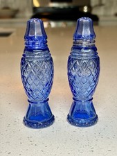 Vintage Avon Crystal Point Cobalt Blue Salt and Pepper Shakers Set picture