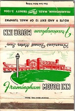 Framingham Motor Inn Route 9 Framingham MA Vintage Large Matchbook Cover TML1-1 picture