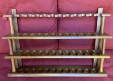 Vintage MCM Decatur Industries Walnut Pipe Rack Stand Holder 36 Pipes 3 Tier USA picture