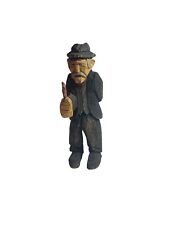 SIGNED. Vtg GUNNARSSON Swedish Carved -Hand Painted Wood Figure -Old Man #32 picture