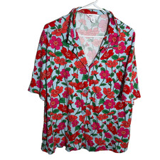Disney Vera Bradley Shirt Women's XL Floral Pajama PJ Button Up Top Mickey Mouse picture