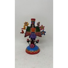 Vintage Mexican Folk Art Tree Of Life Candle Holder Pottery Ceramics Collectible picture