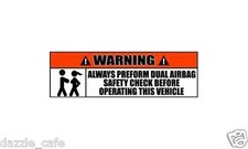 Warning Sign Stickers Always Perform Air Bag Checks Decal 2 PACK DC 049 picture