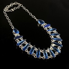 Handmade Blue Quartz Look Silver Plated Luxury Statement NecklaceStatement picture
