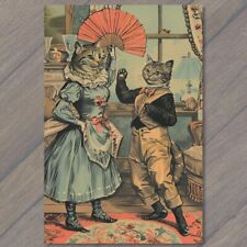 Postcard Cats Dance Retro Cute Funny Humanized Kitty Unusual Strange Weird Fun picture