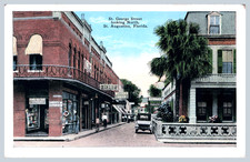 St Augustine Florida St George Street Downtown Shops Vintage 1930s Postcard -779 picture