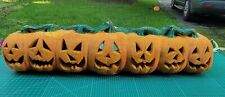 Vtg Halloween Horizontal Row of 7 Jack O Lantern Pumpkins Lighted Foam Blow Mold picture