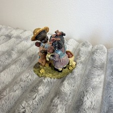 VINTAGE YOUNG AFRICAN AMERICAN CHILD BEHIND FENCE 3” FIGURINE picture