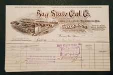 1909 antique BAY STATE COAL CO RECEIPT worcester ma lehigh lackawanna SIMARD picture