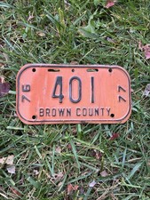 Vintage 1976 1977 Brown County Green Bay Bicycle Scooter License Plate Tag 6 In picture