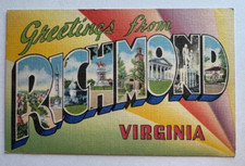 c 1940s Postcard VA Greetings From Richmond Virginia large letters vintage linen picture