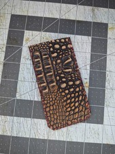 Yellow Alligator Print Leather Knife Slip With X Stitching picture