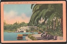 Westlake Park Los Angeles Longshaw Card Co 1930s Linen Postcard California picture