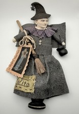 VTG Halloween Hand Made by Doll Artist Witch Doll 11” picture