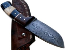 Damascus Steel Knife Handmade 8 Inches Wood/Bone/Horn Handle Knife Camping Knife picture