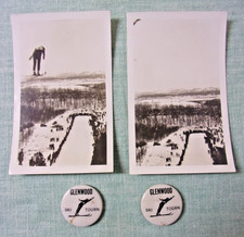 Vintage Glenwood MN 2 Ski Hill Photographs & Ski Tournament Pin Back Buttons picture