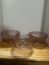 3 Vintage “Special Place” Pink Mixing Serving Bowls Knobby & Ribbed Sides  picture