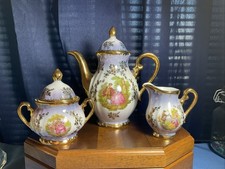 Kleiber Bavaria Germany Teapot Creamer Sugar Bowl Handarbeit 22k Goldauflage Set picture