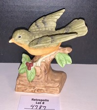 Ardalt Green & Yellow Ceramic Bird Figurine Vintage picture