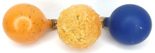 Antique 1930s Blue & Yellow Glass Christmas Tree Bulb Set Of 3 Made In USA picture