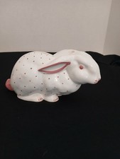 Vintage Tiffany & Co. Ceramic Bunny Bank Pink Polka Dots Bunny Rabbit Piggy Bank picture