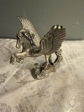 1992 Masterworks Fine Pewter PEGASUS Statuette | AB Crystal Orb | Mythical picture