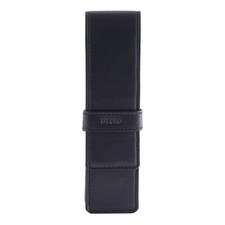 Pen Holder Pencil Case Full Grain Leather by DiLoro Holds Two Pens Pencils Black picture
