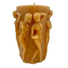 Vintage Wax Candle 3D Lg Bacchantes Women Ladies Dancing Together Toffie 8” Love picture