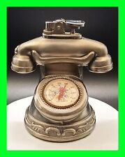 Unique Vintage Figural Telephone Petrol Table Lighter & Thermometer BOTH Working picture