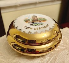 Beautiful Plankenhammer Floss Bavaria Germany Gold Leaf Hand Painted Trinket Box picture