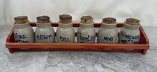 Vtg Beaumont Brothers Pottery Salt Glazed Signed Mini Crock Spice Jar lot of 6 picture