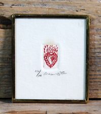Tiny Red Heart flames Framed Print Love Token Mexico Folk Art Abelar Love Token picture