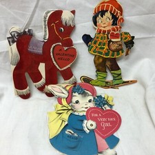 3 Vintage 1930s-50s Valentine's Cards  2 Mechanical picture