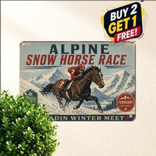 Vintage St Moritz Horse Racing Ad Retro European Sport Poster Metal Tin Sign picture