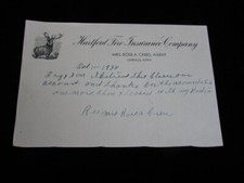 1938 Hartford Tire Insurance Company CT Vintage Letterhead Rare history picture