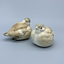 VTG Pair of Baby Birds OMC Porcelain Made In Japan Neutral Décor Tan Gray White picture