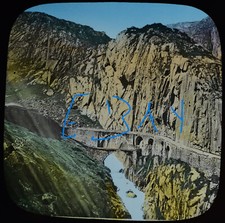 ST GOTHARD PONT DU DIABLE SWITZERLAND C1890 Magic Lantern Slide PHOTOGRAPH picture