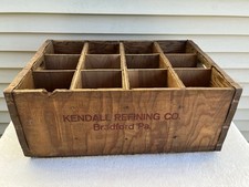 WW2 ERA KENDALL MOTOR OIL QUART CAN BRADFORD PA WOOD WOODEN CRATE BOX RARE READ picture