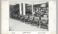 PARK HOTEL LOBBY winona mn original antique postcard historic minnesota interior picture
