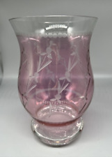 Hand blown large pink etched H. 10.5