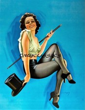 1933 Vintage Sexy Girl Earle Bergey PinUp Print Pulp Artist Magician's Assistant picture