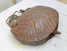 Antique Wooden Animals Cow Bell Original Old Hand Carved picture
