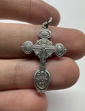 Vintage Orthodox Silver Cross Pendant 925 Hallmark Engraved Crucifix Rare picture