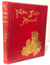 Antique Christmas Annual c1906 Illustrated Tuck Children's Book Red Gilt Attwell picture