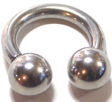 8g 1/2 Shiny Internally Threaded Big Ball Horseshoe Ear Ring Surgical Steel 316L picture