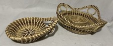 2 Pc Lot Authentic Gullah Sweetgrass Baskets Charleston SC Handmade Lowcountry picture