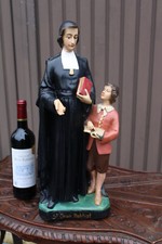 Antique large ceramic state saint john baptist de la salle  rare religious picture