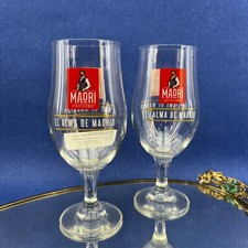 New Madri Pint Glasses Pair Of Logo Breweriana Stemmed Beer Glasses Promo Madrid picture