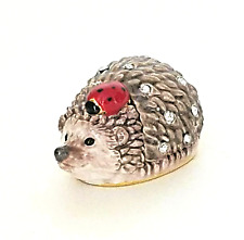 Hedgehog & Friend Pewter Bejeweled Hinged Miniature Trinket Box Kingspoint  picture